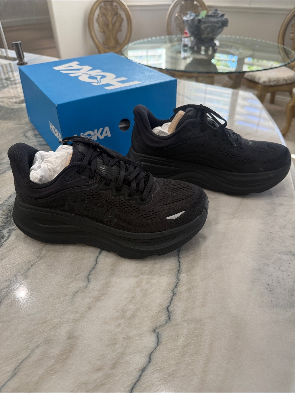 Hoka Bondi 9 Black Performance Running Sneakers Size 8.5 Wide width - Picture 4 of 10